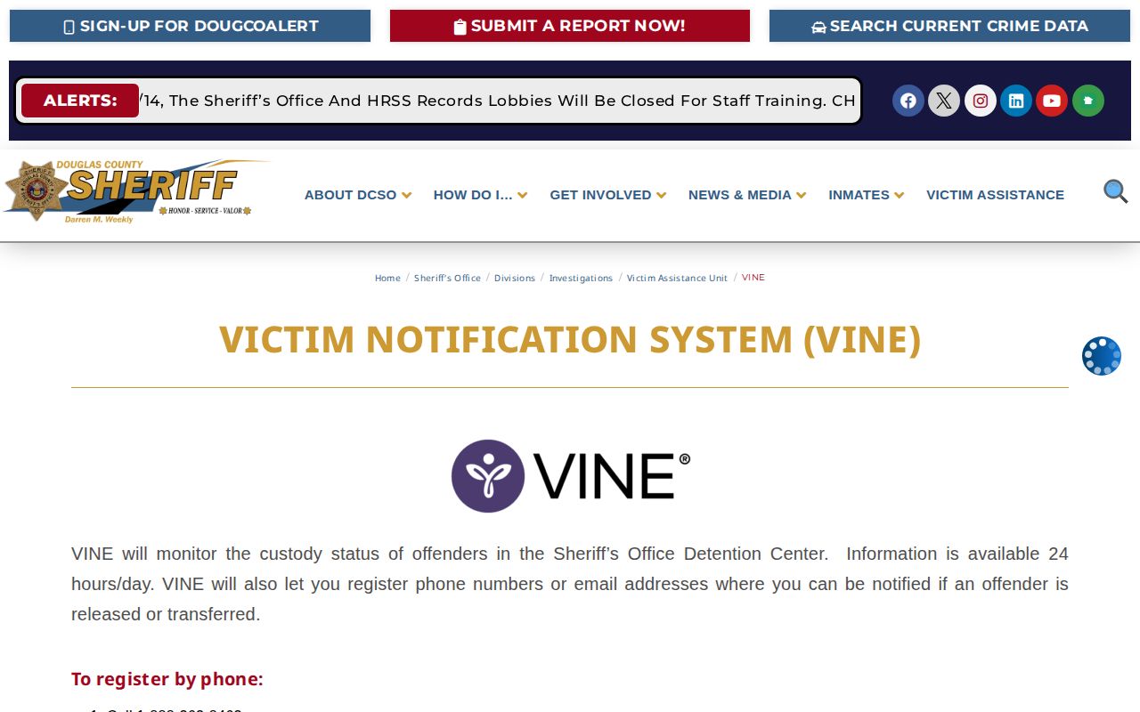 San Miguel County VINELink release check workflow for Colorado VINE custody alerts